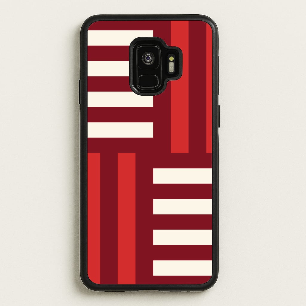 Red And White Geometric Stripes - Patterns Phone Case for Galaxy S9