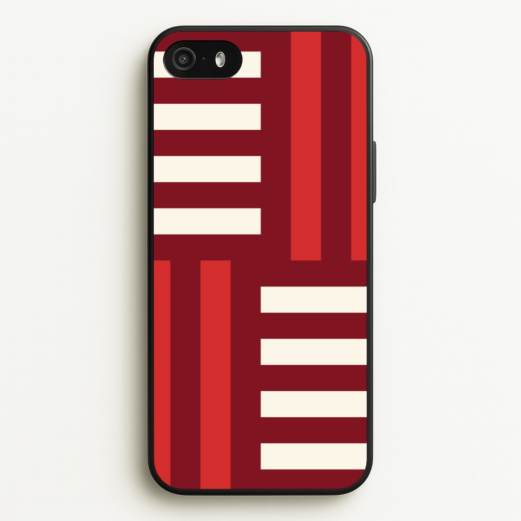 Red And White Geometric Stripes - Patterns Phone Case for iPhone 5 / 5s / SE 2016
