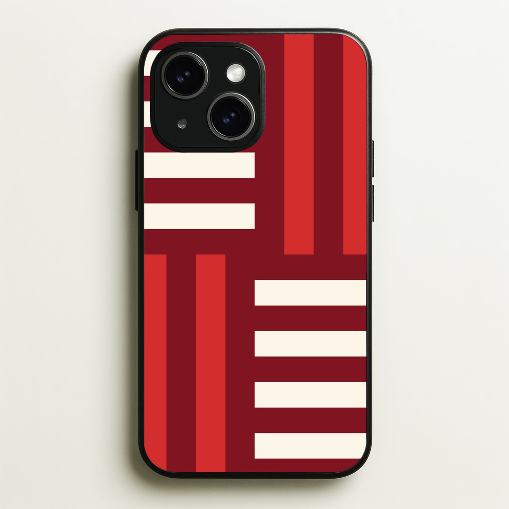 Red And White Geometric Stripes - Patterns Phone Case for iPhone 15 Plus