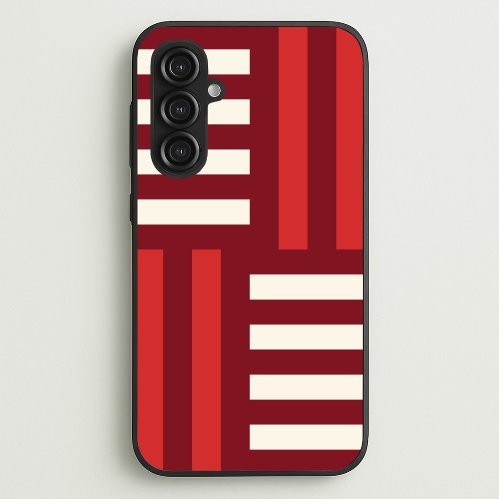 Red And White Geometric Stripes - Patterns Phone Case for Galaxy S23FE
