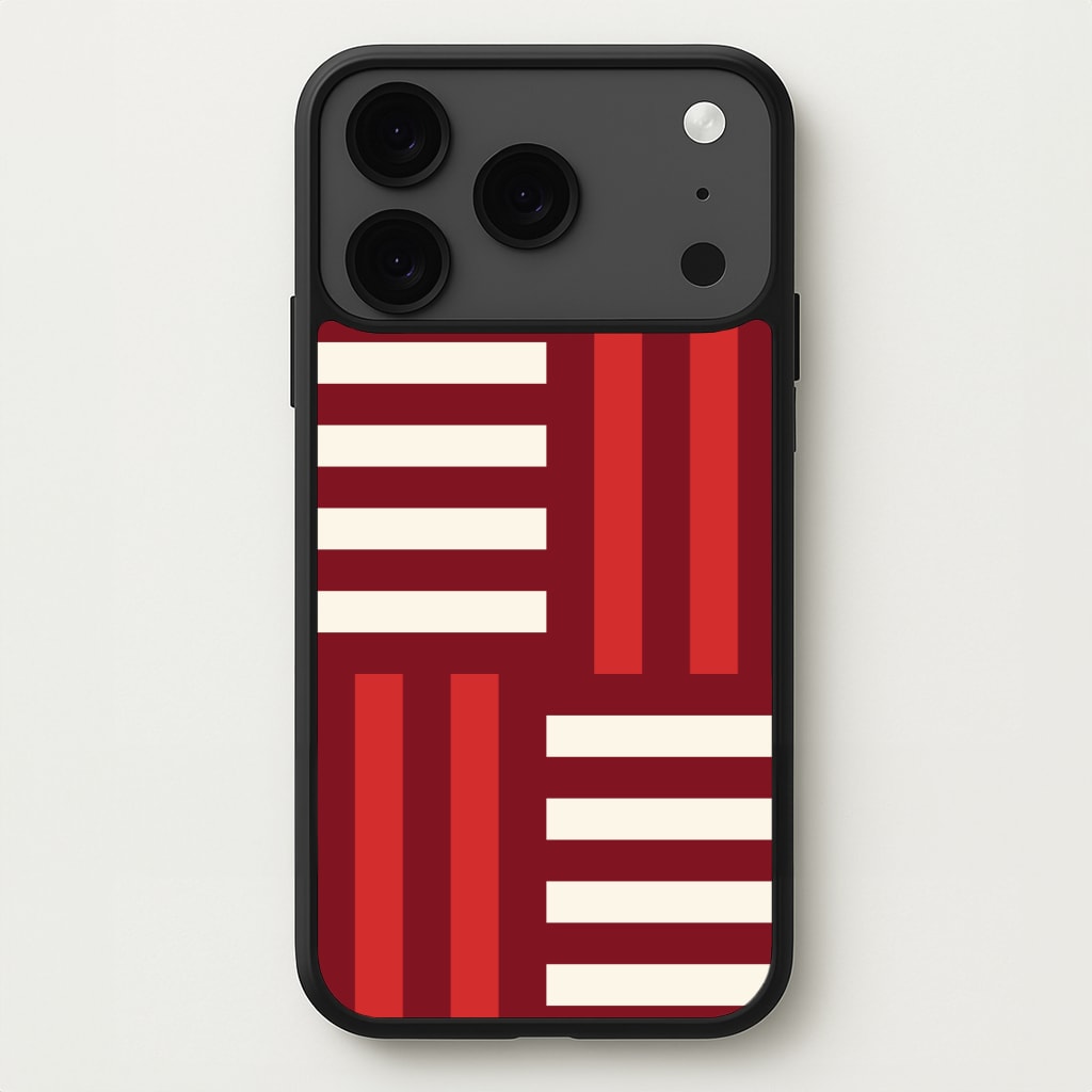 Red And White Geometric Stripes Phone Case for iPhone 17 Pro Max