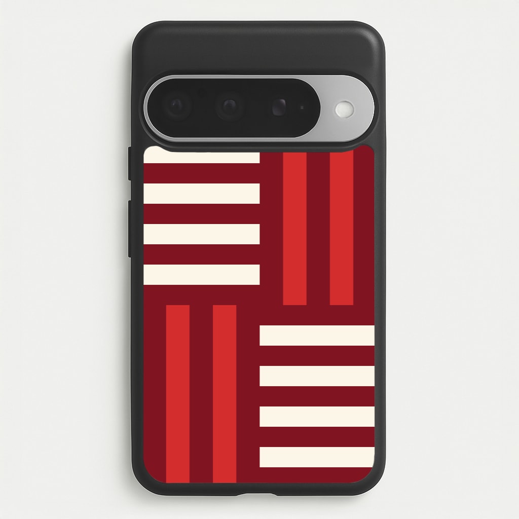 Red And White Geometric Stripes Phone Case for Google Pixel 10 Pro XL