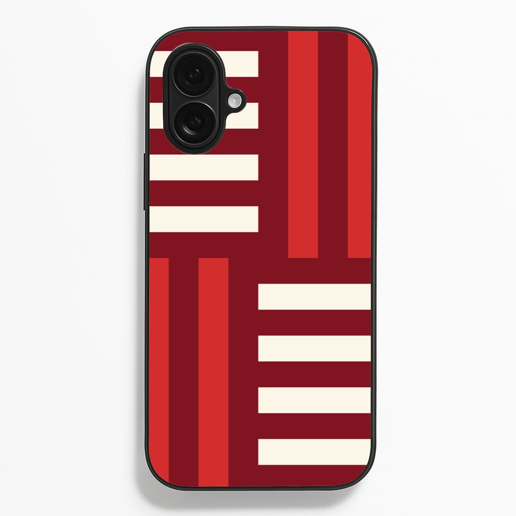 Red And White Geometric Stripes - Patterns Phone Case for iPhone 16 Plus
