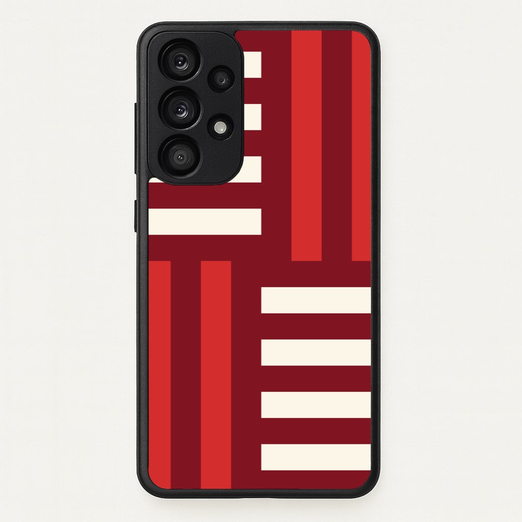 Red And White Geometric Stripes - Patterns Phone Case for Galaxy A33