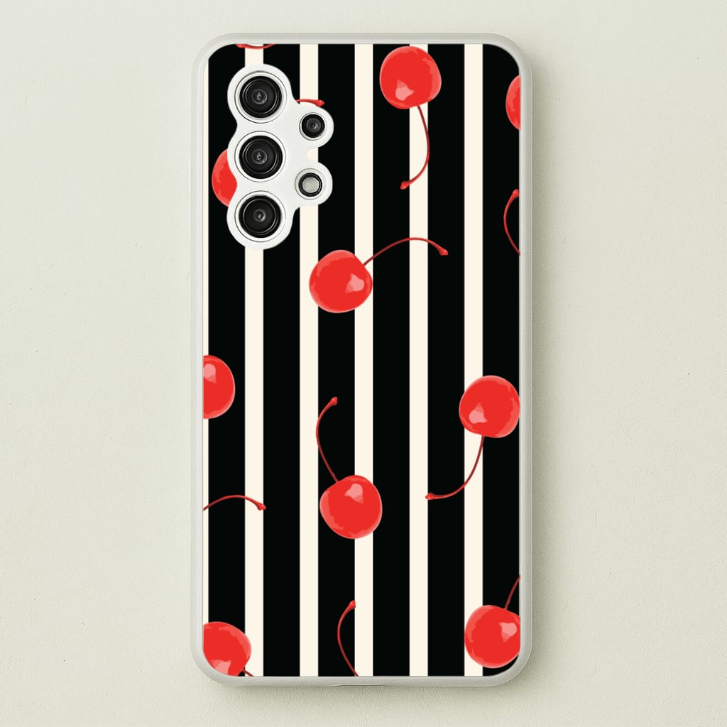 Black And White Stripes With Cherries - Patterns Phone Case for Galaxy A13