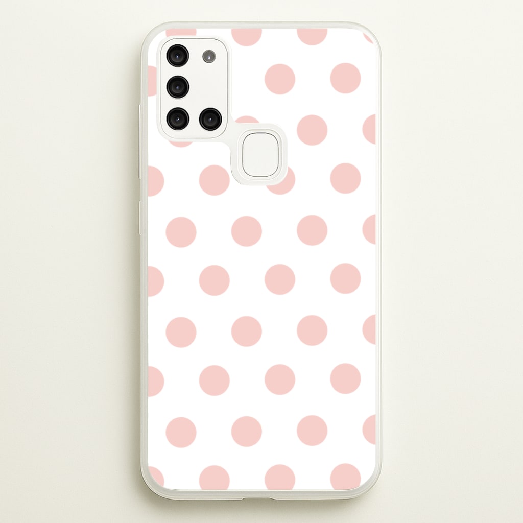 Pink Polka Dot Personalised - Personalised Phone Case for Galaxy A21s
