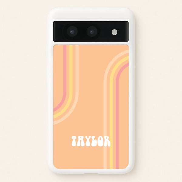 Retro Orange Personalised Name - Personalised Phone Case for Google Pixel 8a