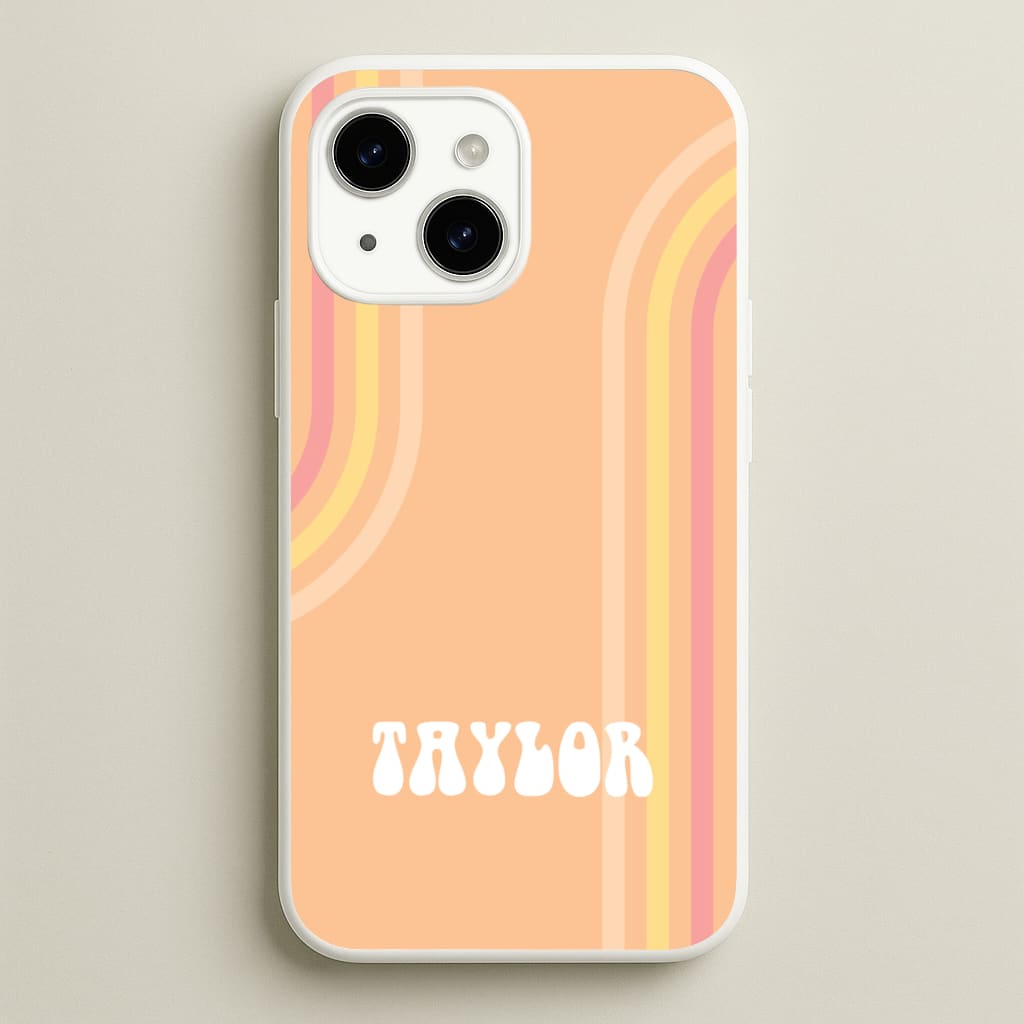 Retro Orange Personalised Name - Personalised Phone Case for iPhone 15