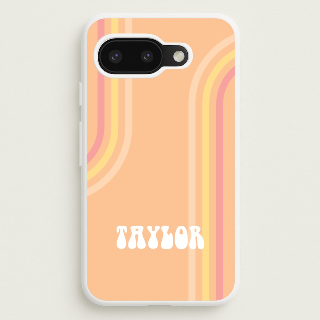 Retro Orange Personalised Name - Personalised Phone Case for Google Pixel 9a