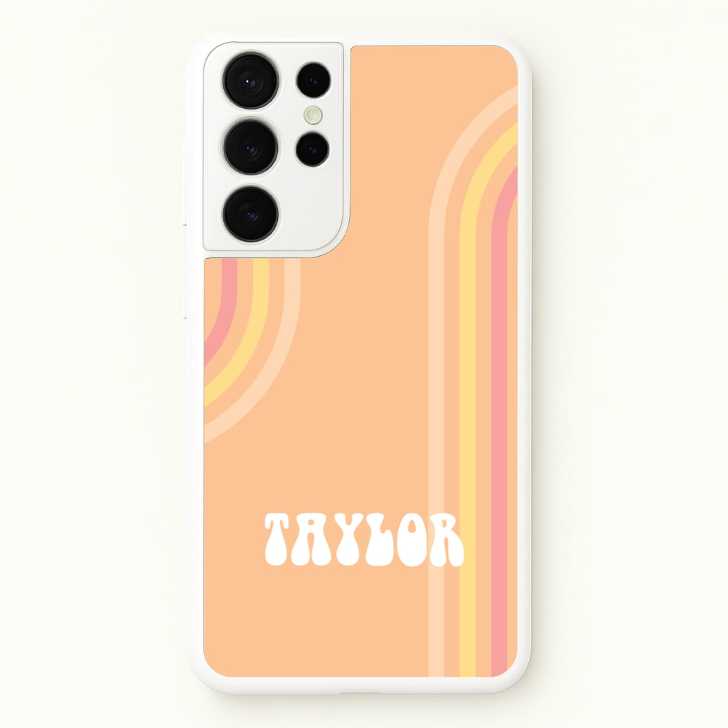 Retro Orange Personalised Name - Personalised Phone Case for Galaxy S21 Ultra