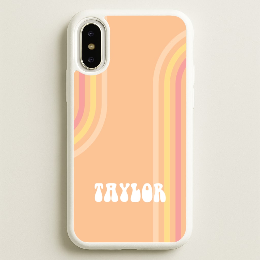 Retro Orange Personalised Name - Personalised Phone Case for iPhone X / XS