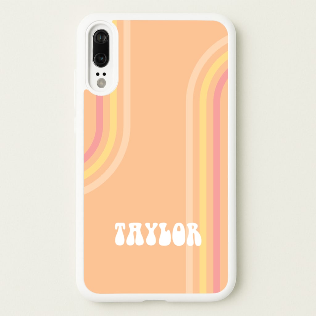 Retro Orange Personalised Name - Personalised Phone Case for Huawei P20