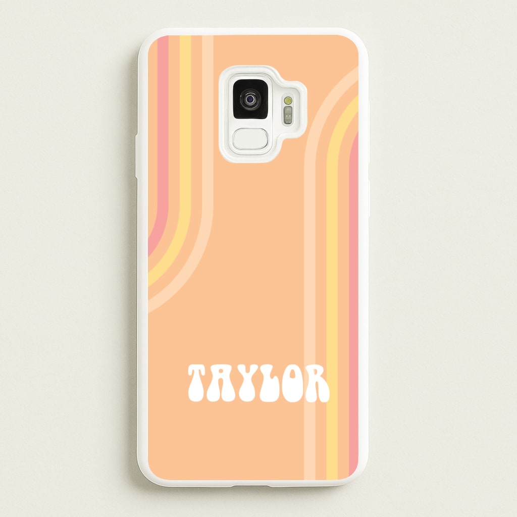 Retro Orange Personalised Name - Personalised Phone Case for Galaxy S9