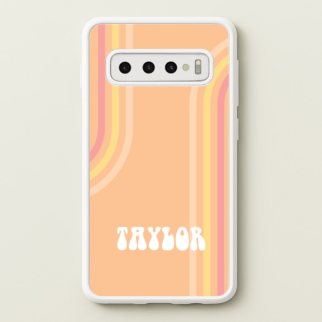Retro Orange Personalised Name - Personalised Phone Case for Galaxy S10
