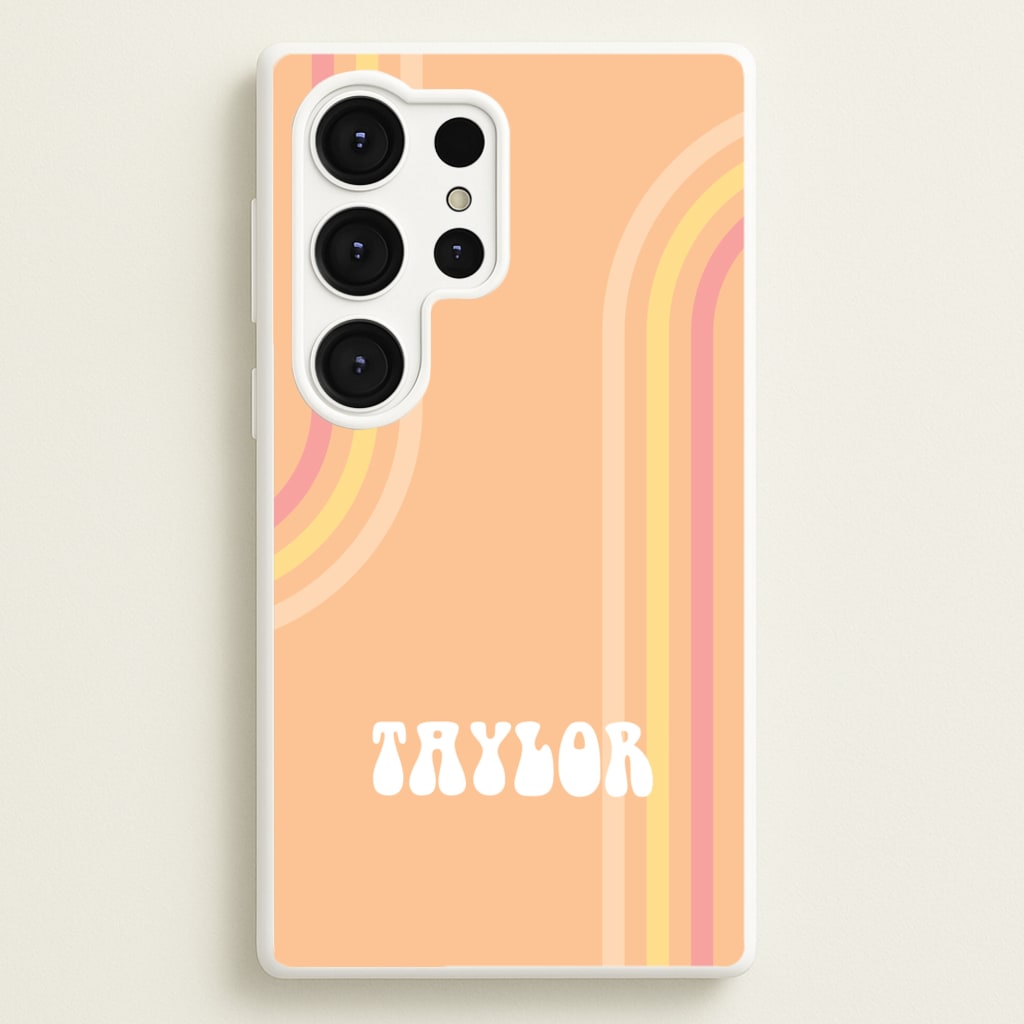 Retro Orange Personalised Name - Personalised Phone Case for Galaxy S25 Ultra