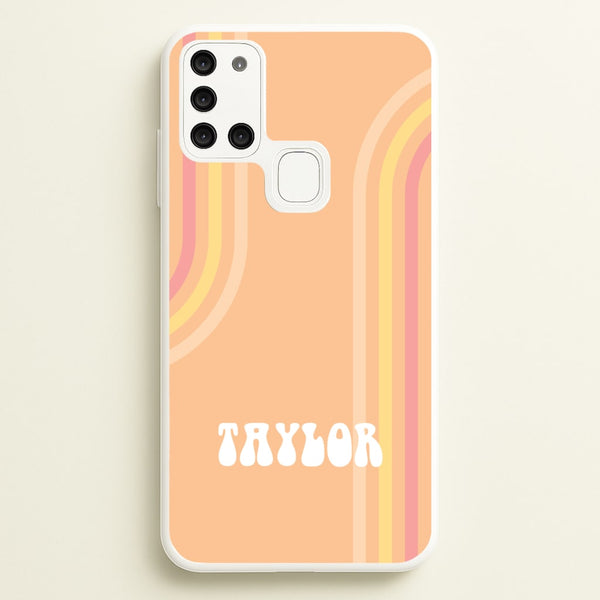 Retro Orange Personalised Name - Personalised Phone Case for Galaxy A21s