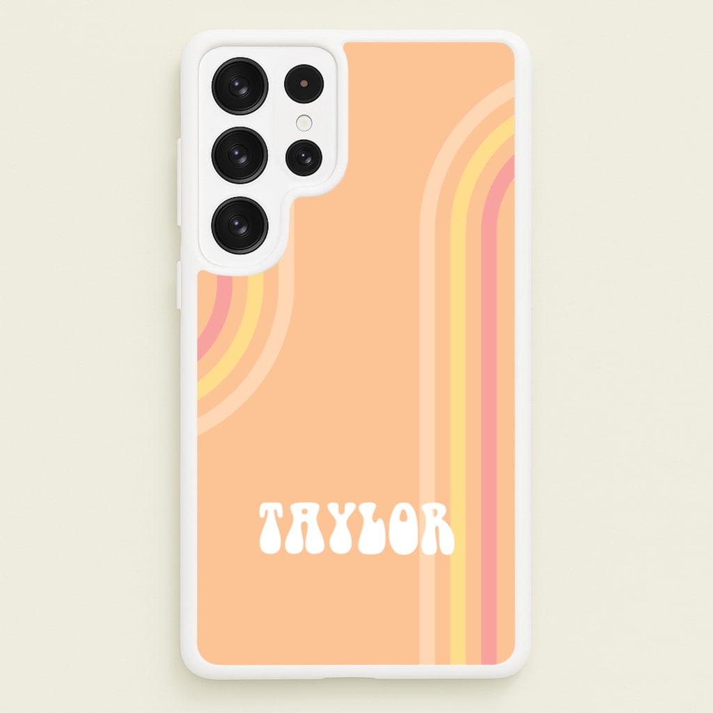 Retro Orange Personalised Name - Personalised Phone Case for Galaxy S23 Ultra