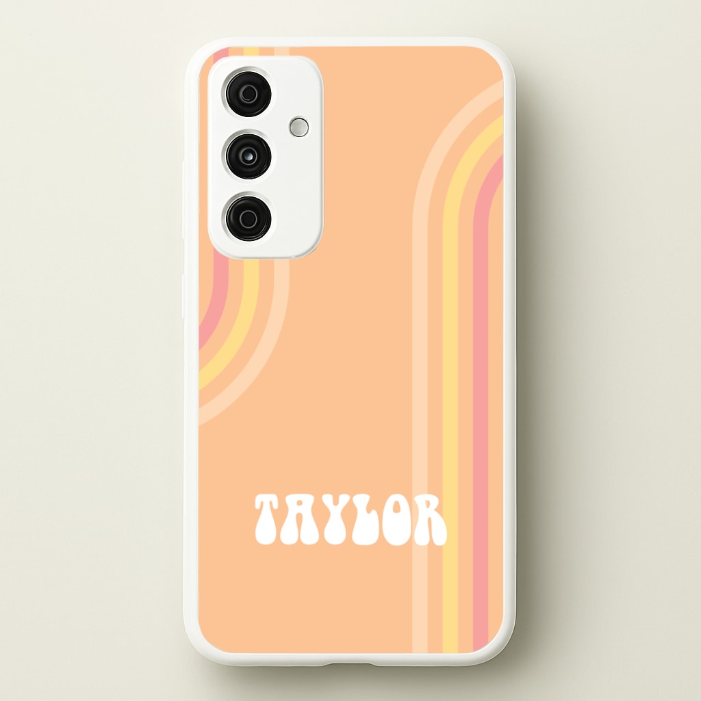 Retro Orange Personalised Name - Personalised Phone Case for Galaxy A55