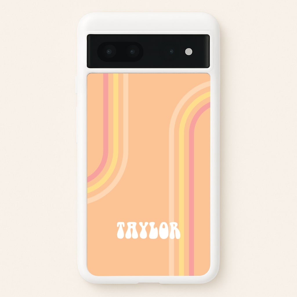 Retro Orange Personalised Name - Personalised Phone Case for Google Pixel 7