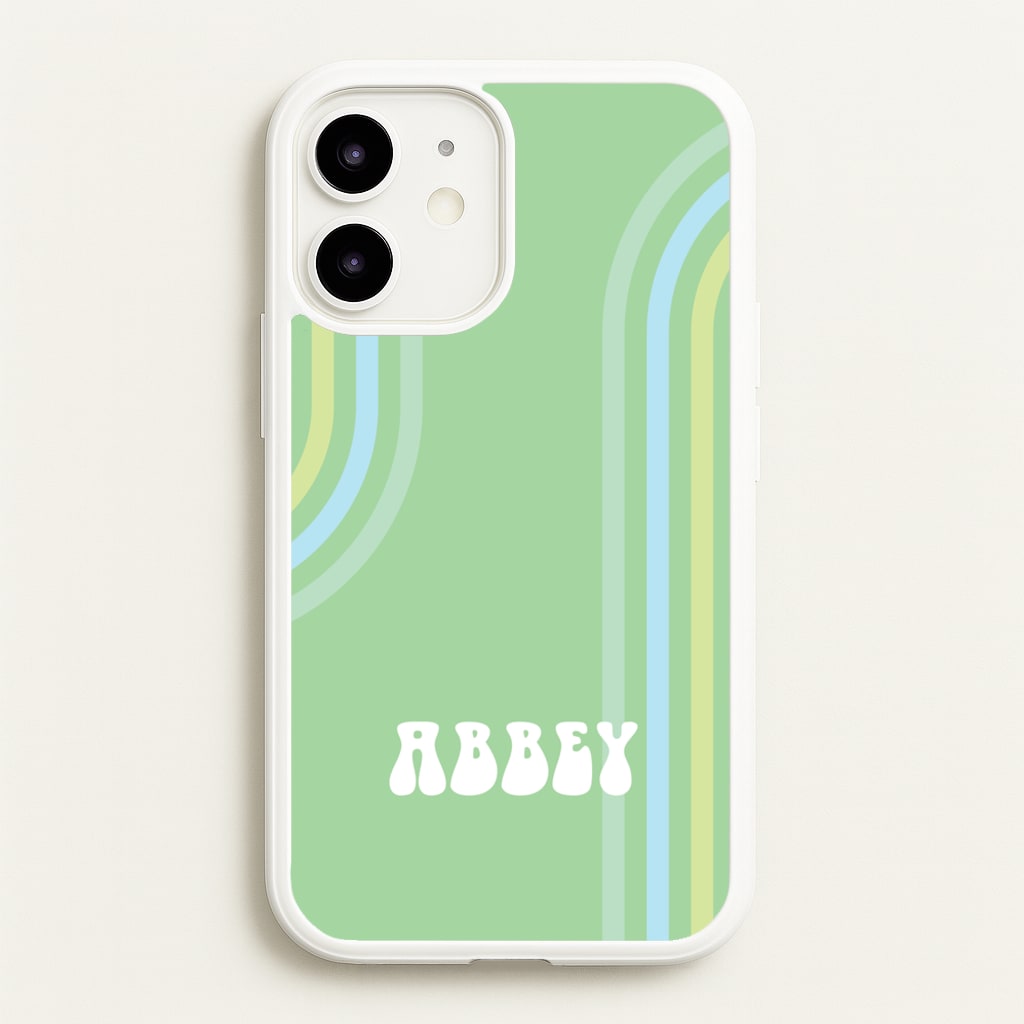Retro Green Personalised Name - Personalised Phone Case for iPhone 12 Mini