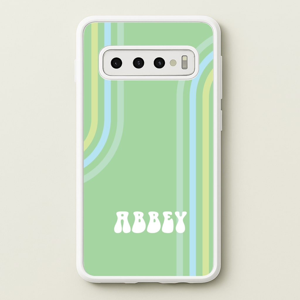 Retro Green Personalised Name - Personalised Phone Case for Galaxy S10