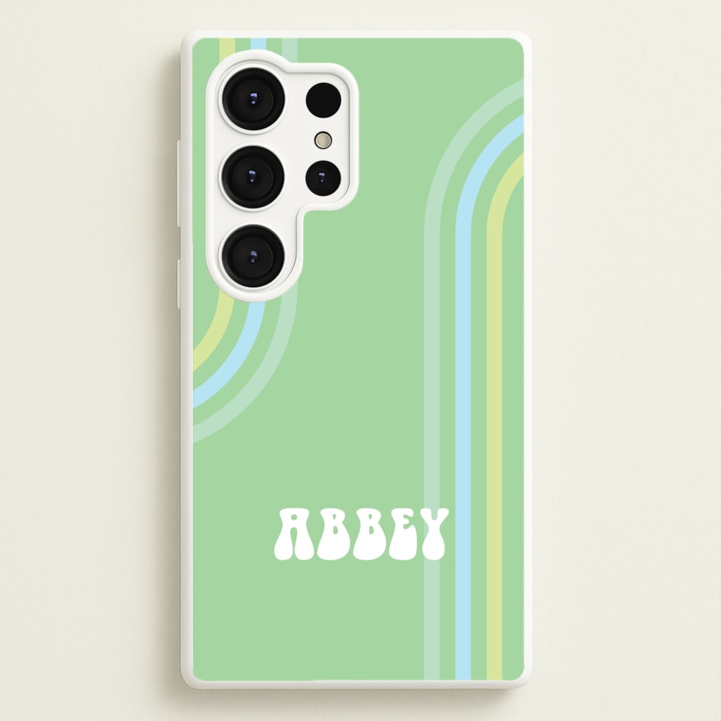 Retro Green Personalised Name - Personalised Phone Case for Galaxy S25 Ultra