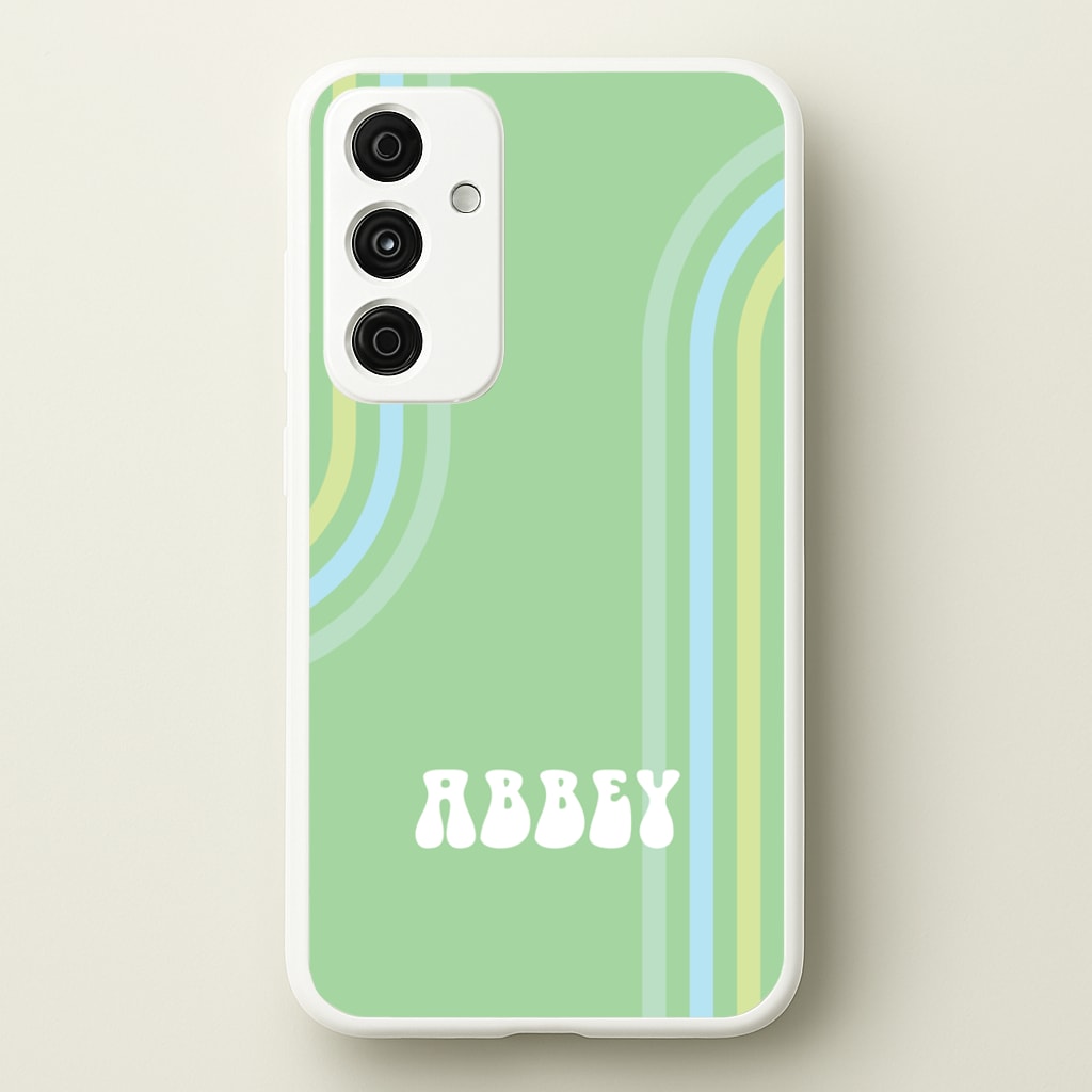Retro Green Personalised Name - Personalised Phone Case for Galaxy A55