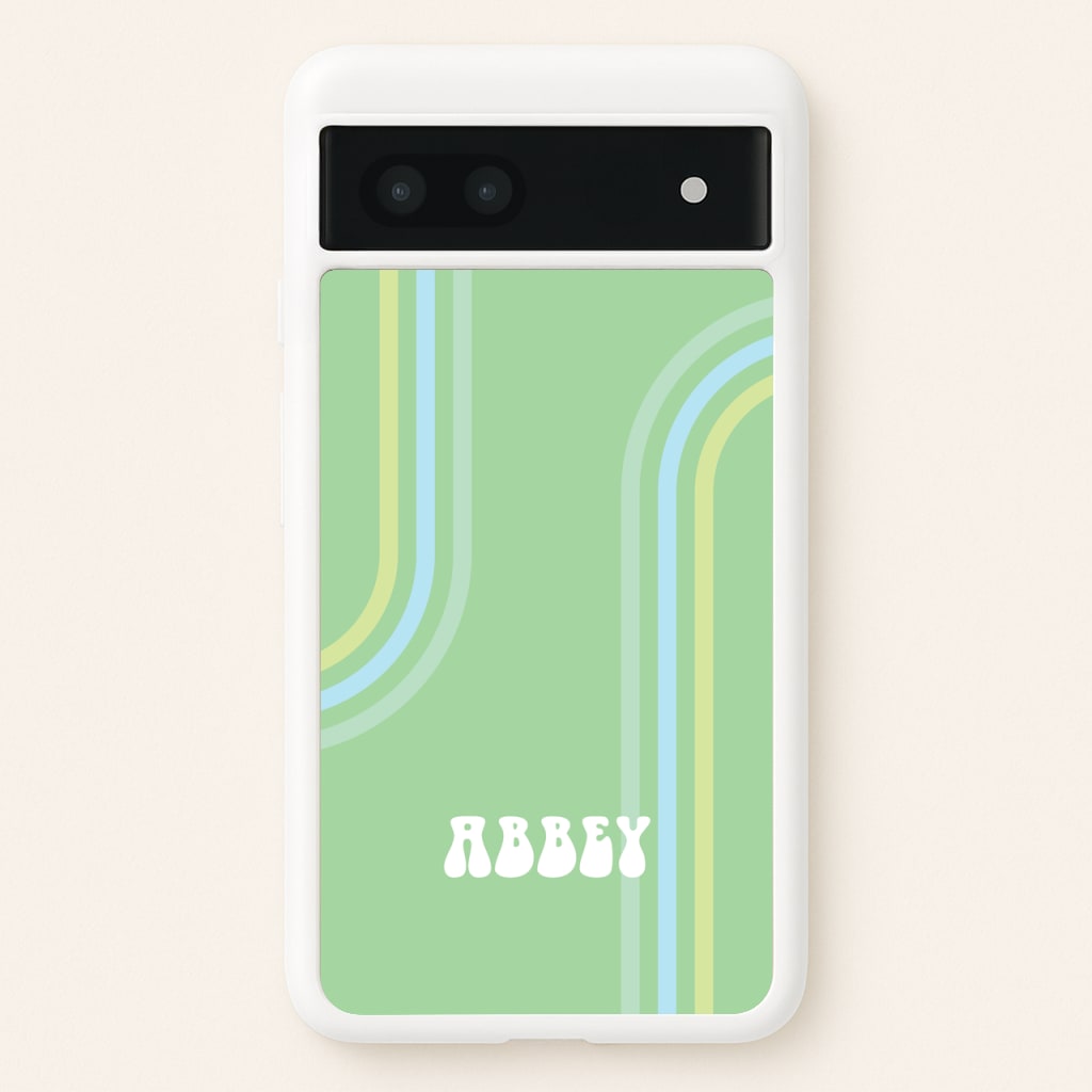 Retro Green Personalised Name - Personalised Phone Case for Google Pixel 7a