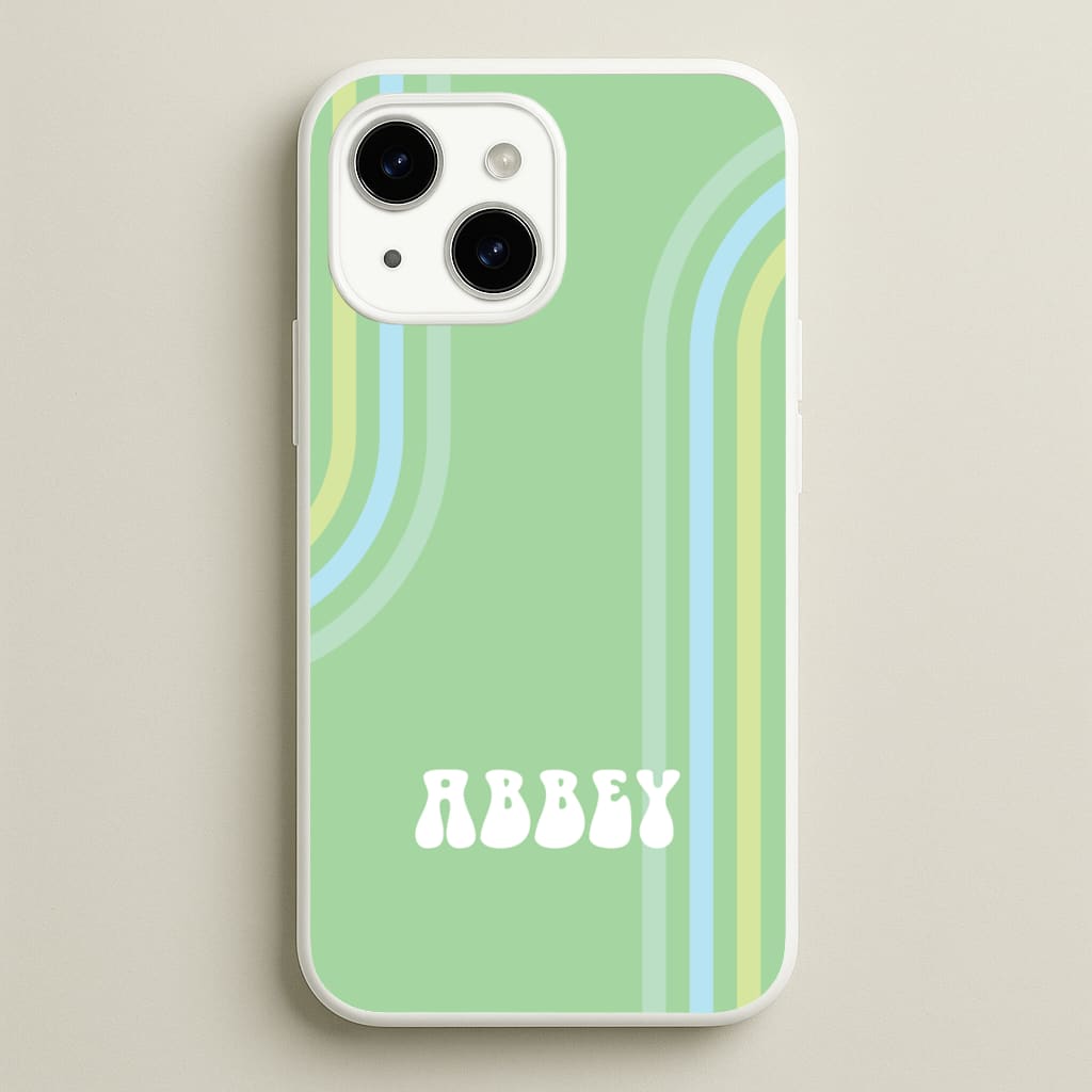 Retro Green Personalised Name - Personalised Phone Case for iPhone 15