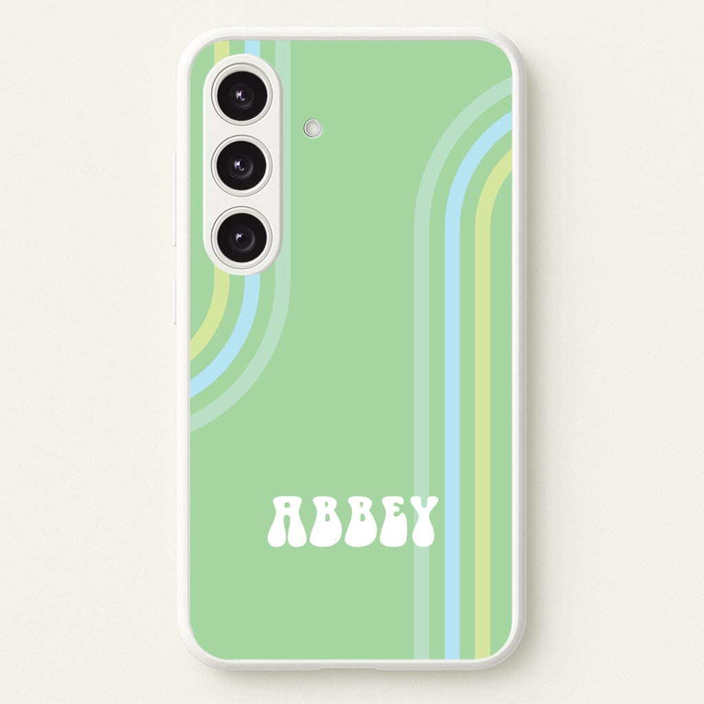 Retro Green Personalised Name - Personalised Phone Case for Galaxy S25