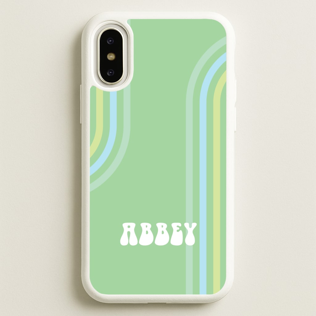 Retro Green Personalised Name - Personalised Phone Case for iPhone X / XS