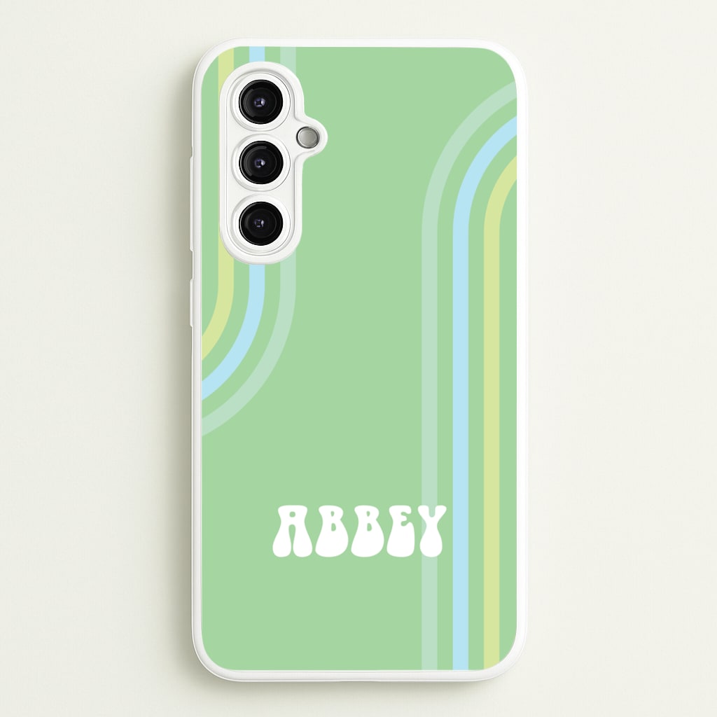 Retro Green Personalised Name - Personalised Phone Case for Galaxy A14