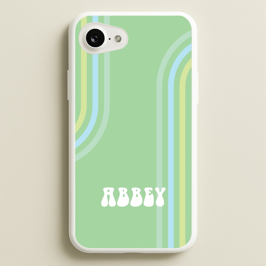 Retro Green Personalised Name - Personalised Phone Case for iPhone 16e