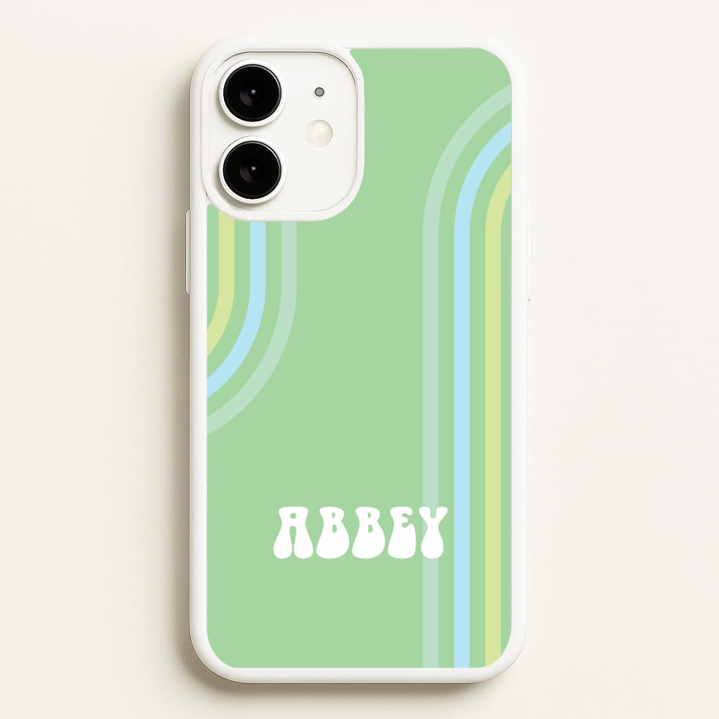 Retro Green Personalised Name - Personalised Phone Case for iPhone 11