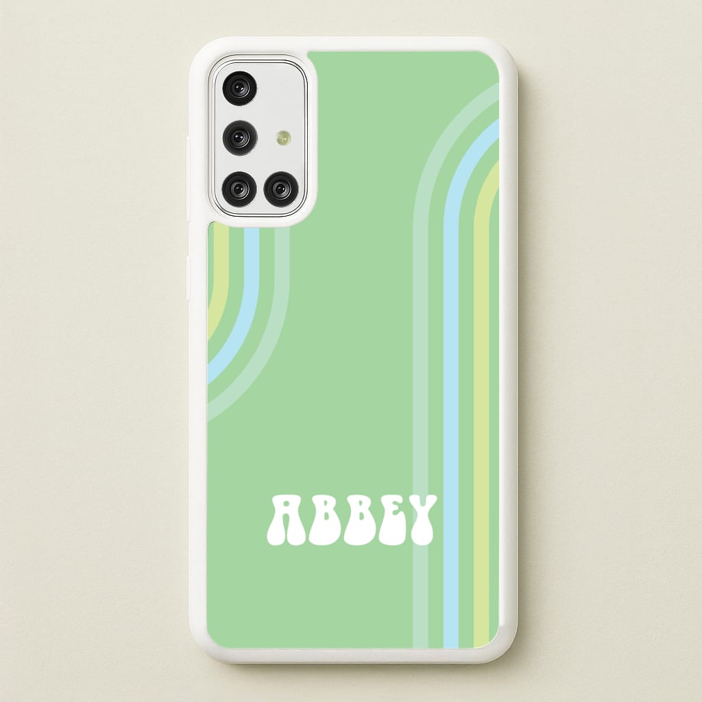 Retro Green Personalised Name - Personalised Phone Case for Galaxy A71