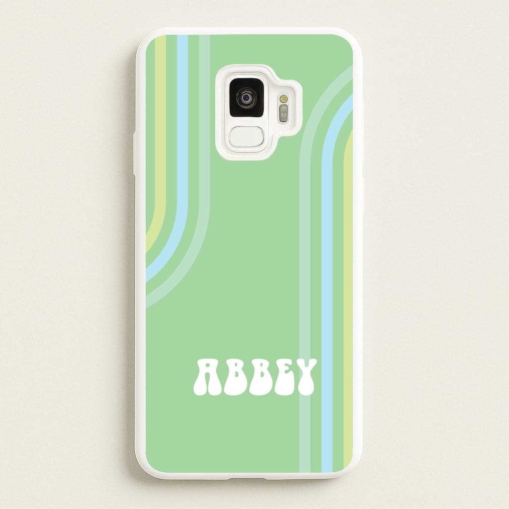 Retro Green Personalised Name - Personalised Phone Case for Galaxy S9
