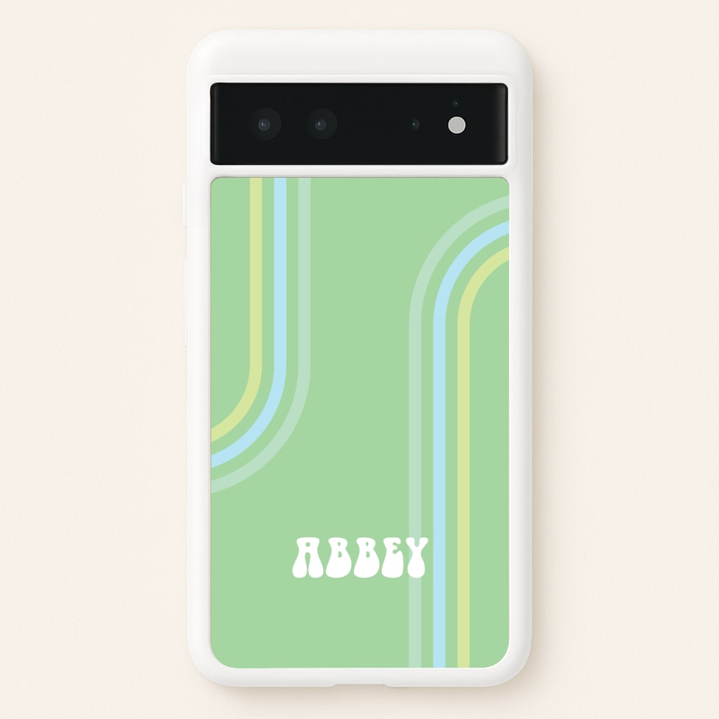 Retro Green Personalised Name - Personalised Phone Case for Google Pixel 6