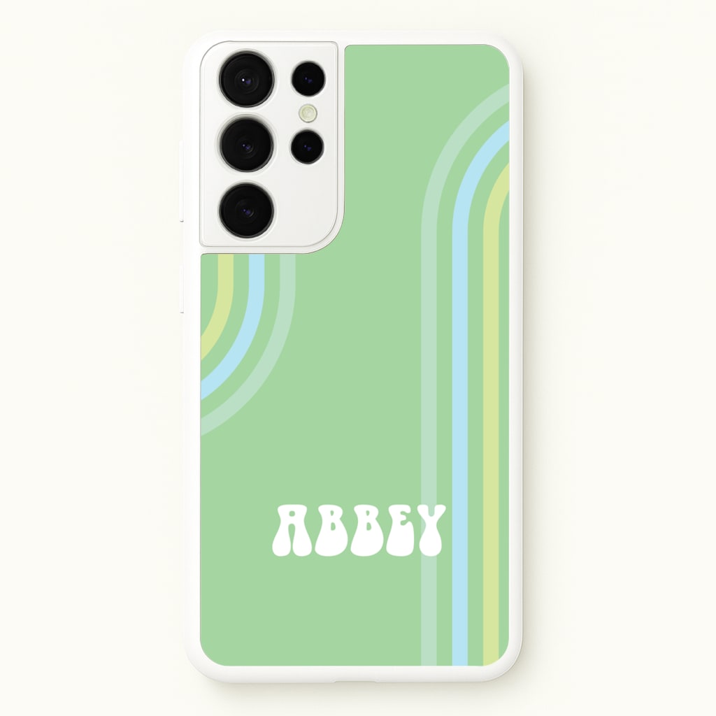 Retro Green Personalised Name - Personalised Phone Case for Galaxy S21 Ultra
