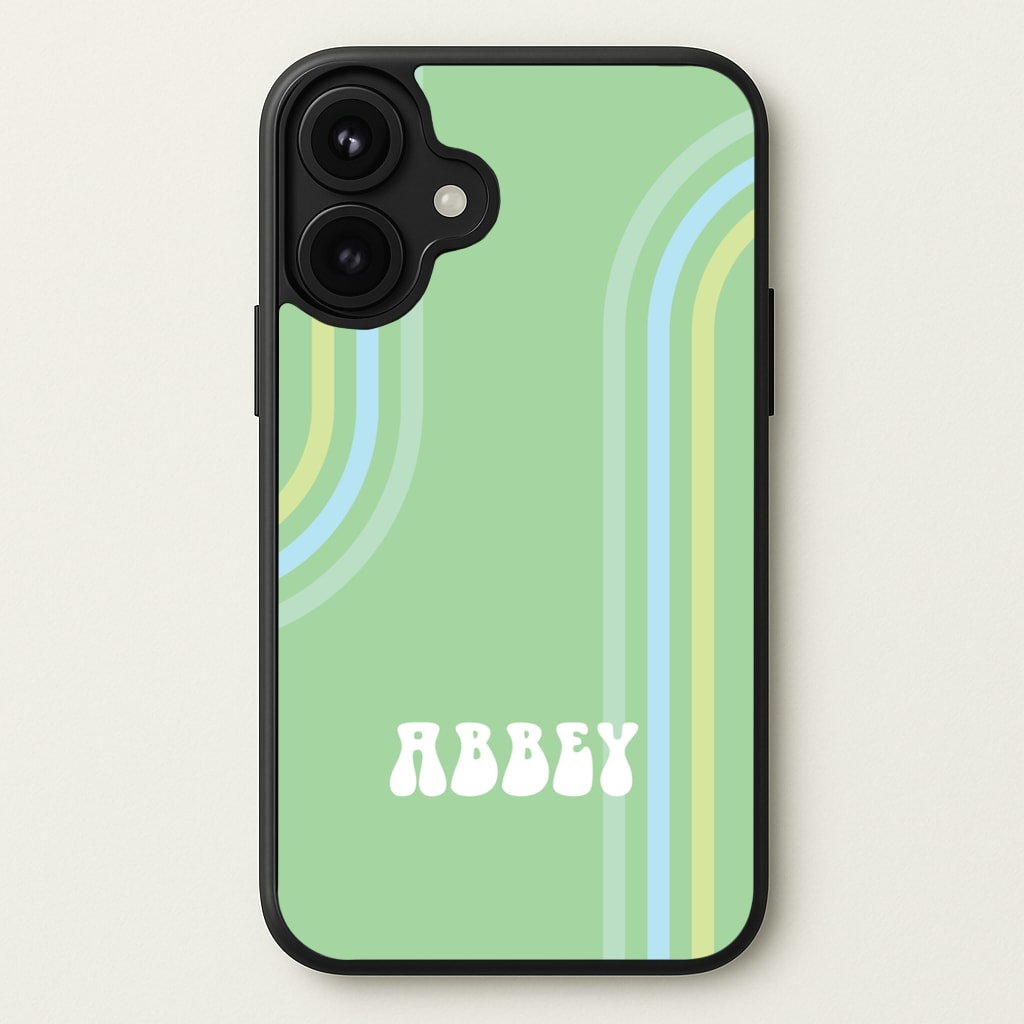 Retro Green Personalised Name Phone Case for iPhone 17