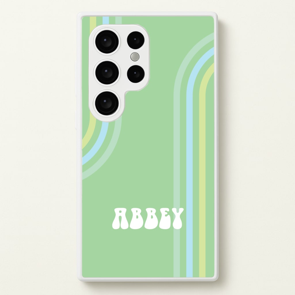 Retro Green Personalised Name - Personalised Phone Case for Galaxy S24 Ultra