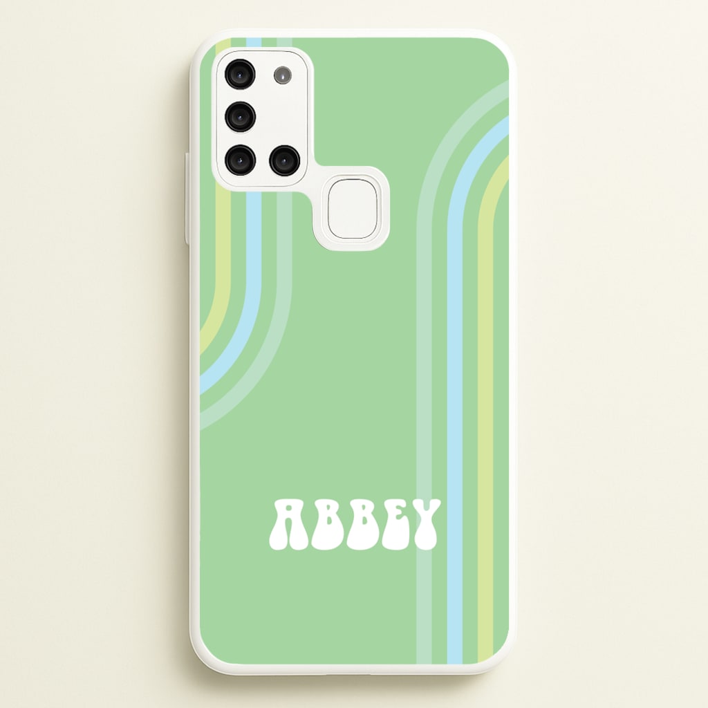 Retro Green Personalised Name - Personalised Phone Case for Galaxy A21s