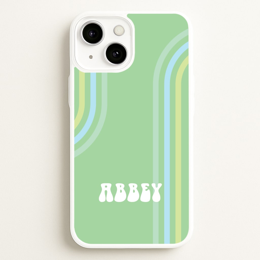 Retro Green Personalised Name - Personalised Phone Case for iPhone 13 Mini