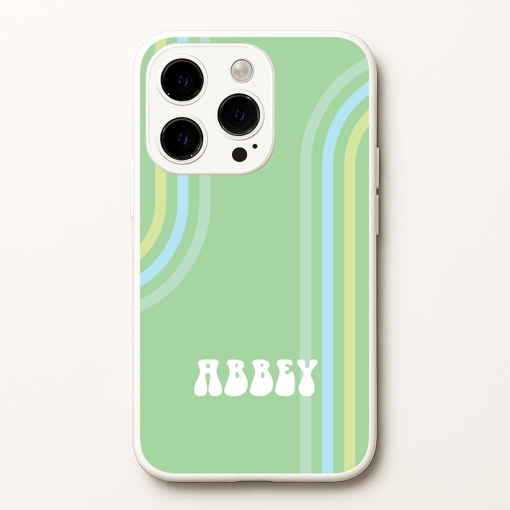 Retro Green Personalised Name - Personalised Phone Case for iPhone 14 Pro