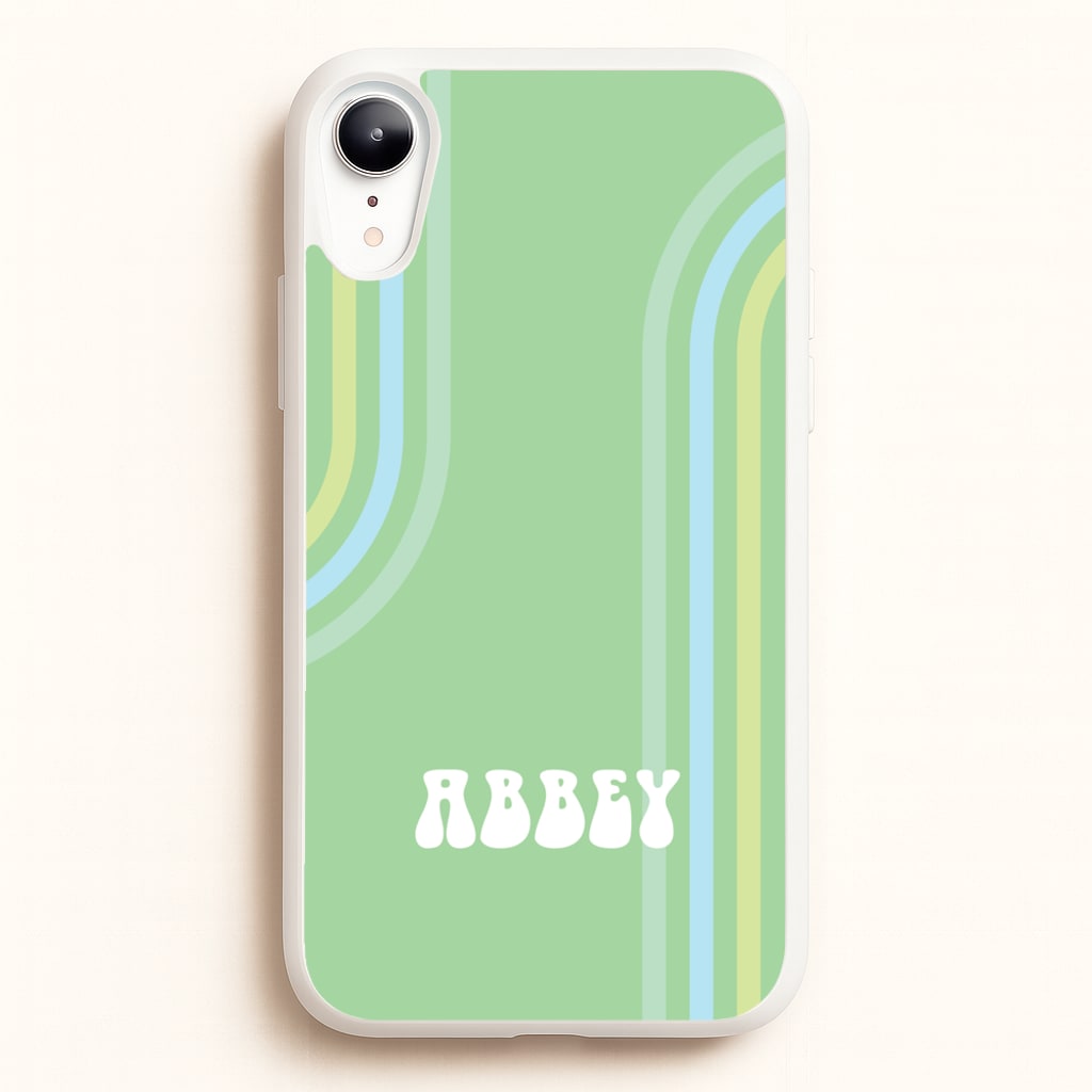 Retro Green Personalised Name - Personalised Phone Case for iPhone XR