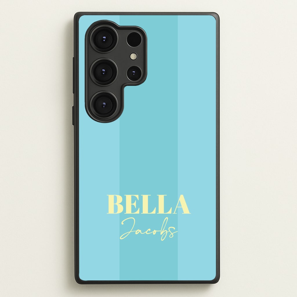 Blue Stripe Personalised Name - Personalised Phone Case for Galaxy S25 Ultra