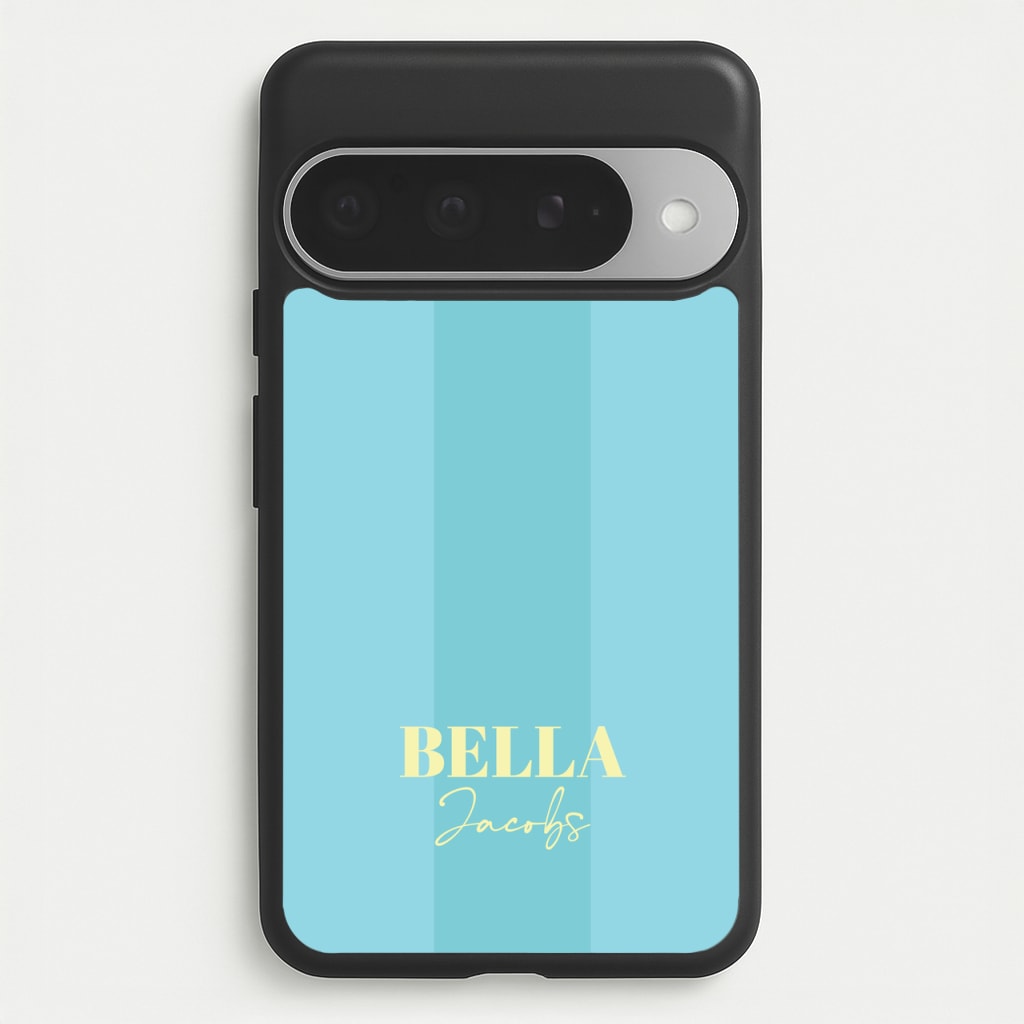 Blue Stripe Personalised Name Phone Case for Google Pixel 10 Pro XL