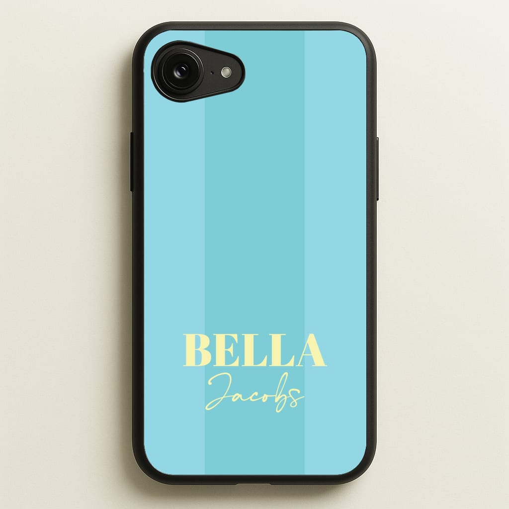 Blue Stripe Personalised Name - Personalised Phone Case for iPhone 16e