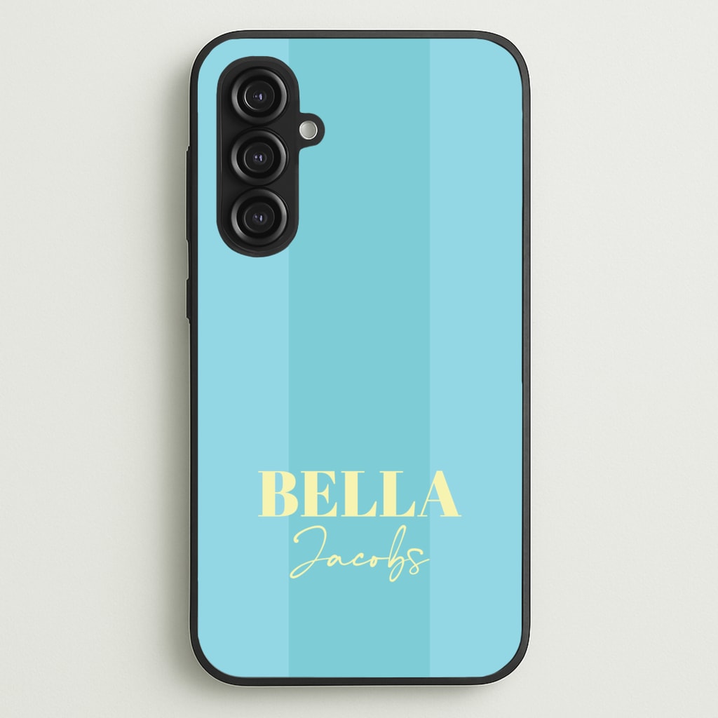 Blue Stripe Personalised Name - Personalised Phone Case for Galaxy S23FE
