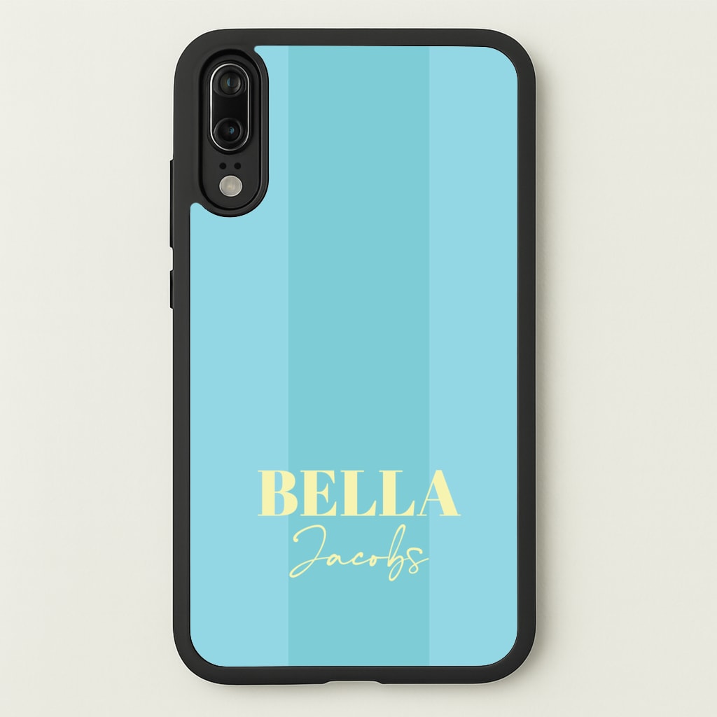 Blue Stripe Personalised Name - Personalised Phone Case for Huawei P20