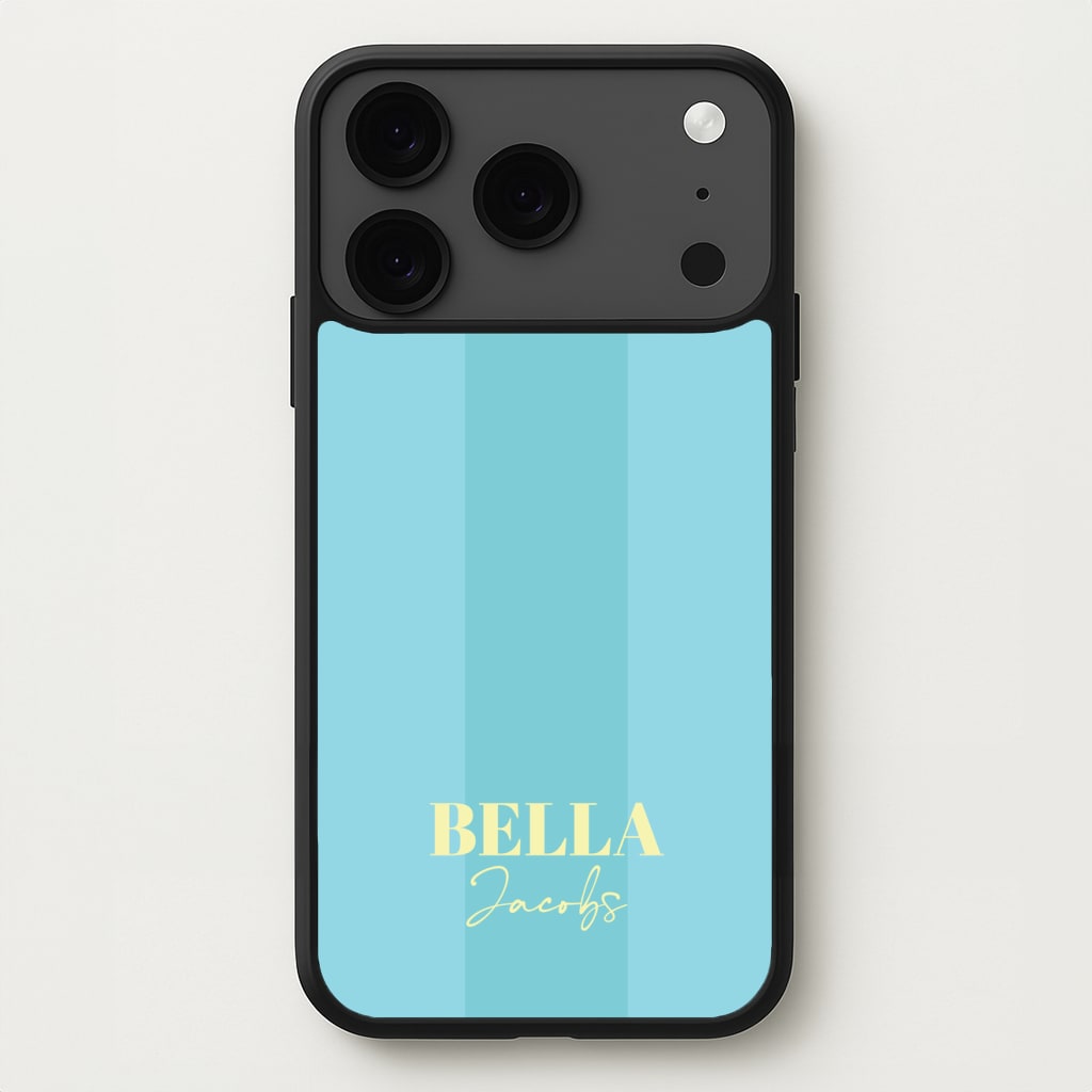 Blue Stripe Personalised Name Phone Case for iPhone 17 Pro Max
